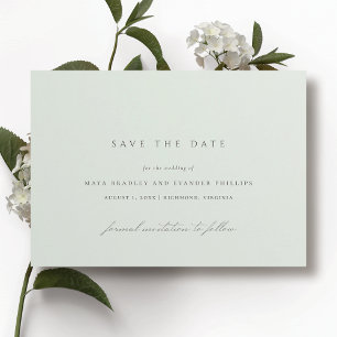 Seafoam Simple Elegant Light Green Wedding Save The Date