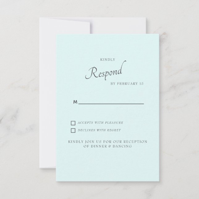Seafoam Simple Wedding RSVP Invitation (Front)