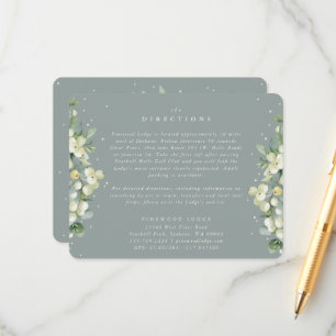 Seafoam  Snowberry+Eucalyptus Edged Directions Enclosure Card