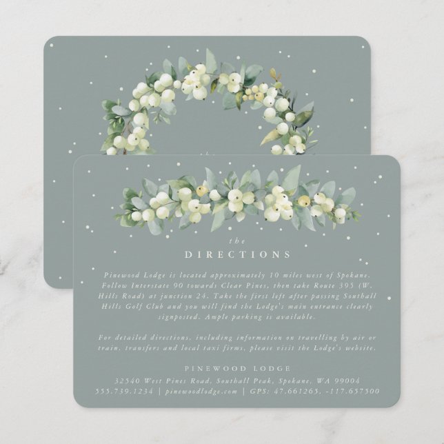 Seafoam Snowberry+Eucalyptus Garland Directions Enclosure Card (Front/Back)