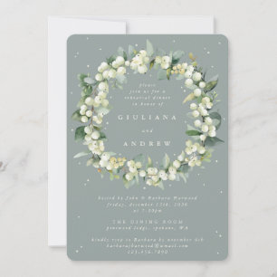 Seafoam Snowberry+Eucalyptus Wedding Rehearsal Invitation