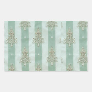 Seafoam Stiped Velvet-Look Diamond Trees Sticker
