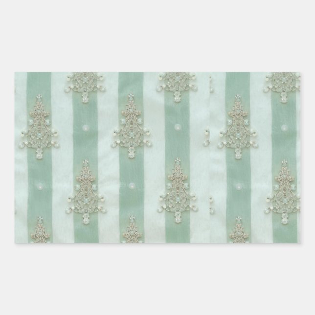 Seafoam Stiped Velvet-Look Diamond Trees Sticker (Front)