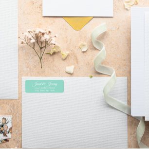 Seafoam Stylized Names Wedding Return Address