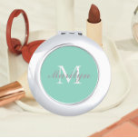 Seafoam Stylized Wedding Bridesmaid Monogram Compact Mirror<br><div class="desc">A personalized compact mirror for your wedding bridesmaid or maid of honour that has her initial and name stylized on a trendy,  seafoam colour background. Edit to replace initial and name. Select your compact mirror style.</div>