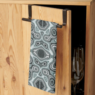 Seafoam Teal Green Grey Hip Bohemian Bali Art Kitchen Towel