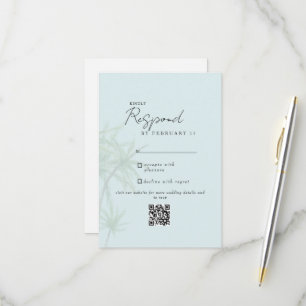Seafoam Tropical Modern Wedding QR Code RSVP II Card