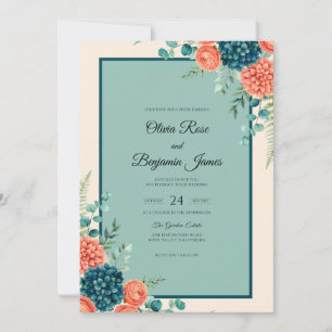 Seafoam Tropical Painted Wedding Invitation