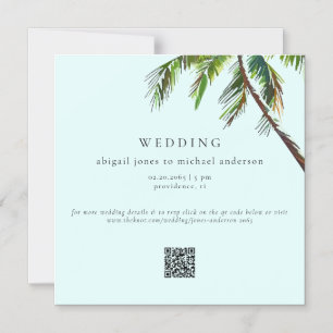 Seafoam Tropical Palm Tree Modern Beach Wedding Magnetic Invitation