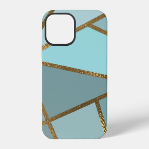 Seafoam Turquoise Green Blue & Bronze Geometric iPhone 12 Case