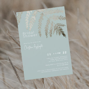 Seafoam White Text Bridal Shower  Invitation