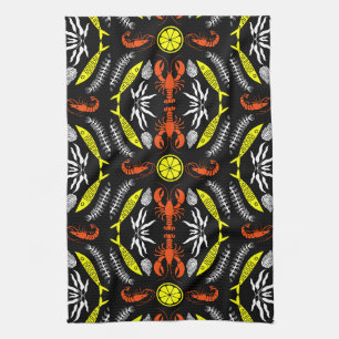 Seafood Art Decor Prints Kitchen Towel