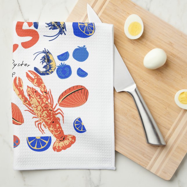 Seafood Beach Fisherman Ocean Tropical Quote  Kitchen Towel (Quarter Fold)