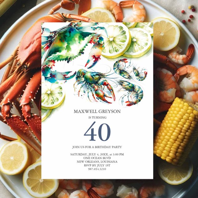 Seafood Boil 40th Birthday Invitations (Creator Uploaded)