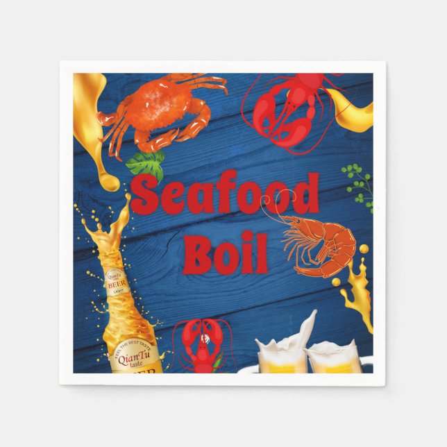 Seafood Boil And Beer Party Invitations Napkin (Front)