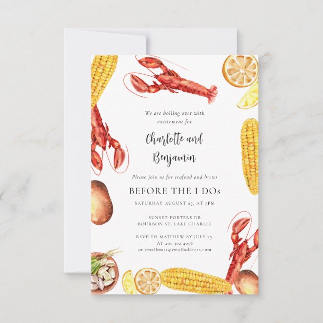 Seafood Boil Bofore I Do Engagement Party Invitation (Front)