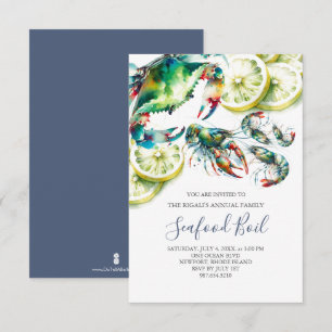 Seafood Boil Family Summer Party Small Invitation