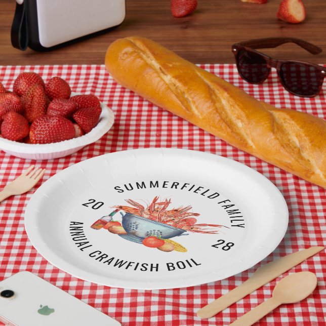 Seafood Boil Matching Family Crawfish Party Custom Paper Plate (Picnic)