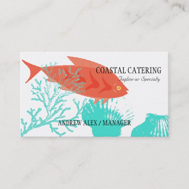 Seafood Catering Restaurant Chef Business Card (Front)