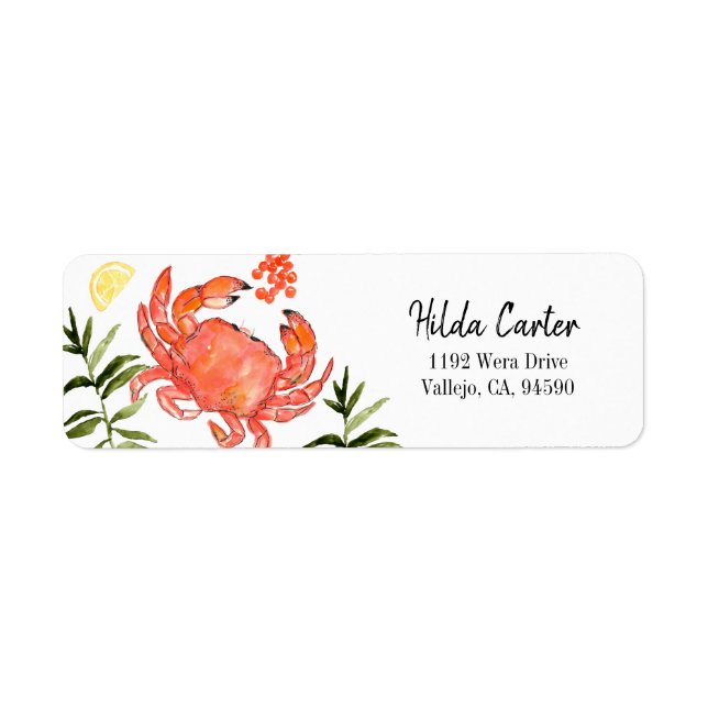 Seafood crab floral custom return label (Front)