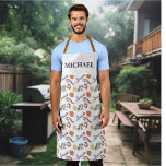 Seafood Crustacean  Crab Chef Monogram Apron<br><div class="desc">This design may be personalized by choosing the Edit Design option. You may also transfer onto other items. Contact me at colorflowcreations@gmail.com or use the chat option at the top of the page if you wish to have this design on another product or need assistance with this design. See more...</div>