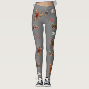 Seafood Crustacean Lobster Crab Pattern  Leggings