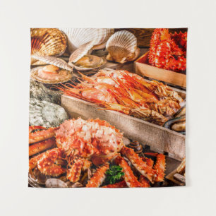 Seafood cuisine plate as an ocean gourmet dinner b tapestry