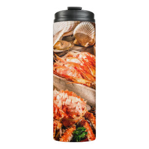 Seafood cuisine plate as an ocean gourmet dinner b thermal tumbler