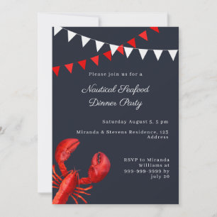 Seafood Dinner Summer Party Nautical Invitation
