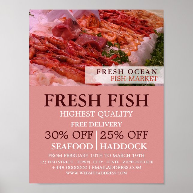 Seafood Display, Fishmonger/Wife, Fish Market Poster (Front)