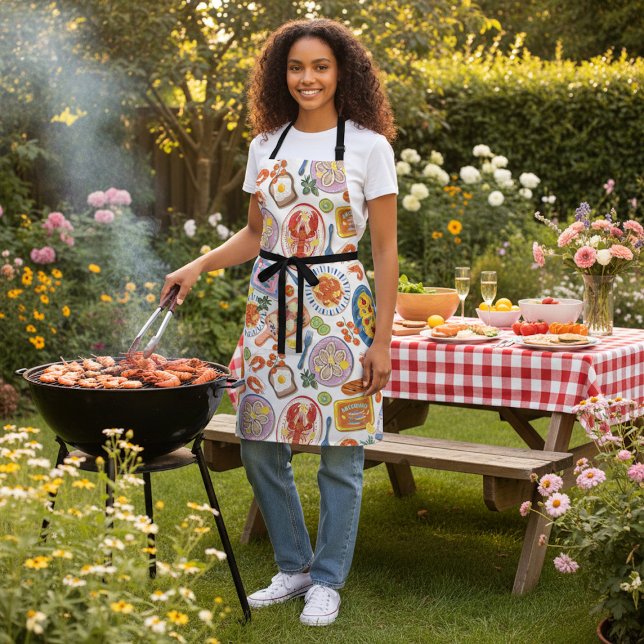Seafood Feast All-Over Pattern Apron (Creator Uploaded)