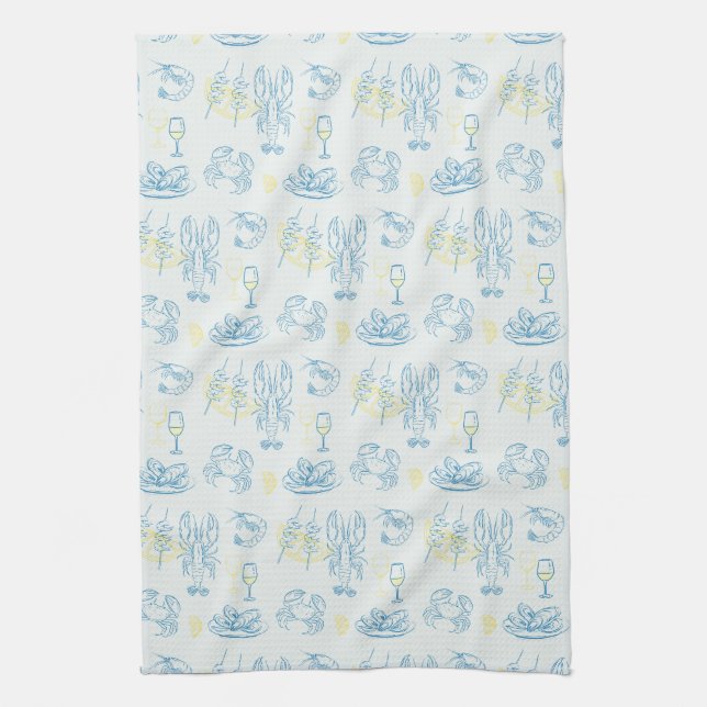 Seafood Feast Kitchen Towel (Vertical)