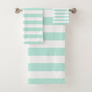 Seafood green & White Striped Bath Towels
