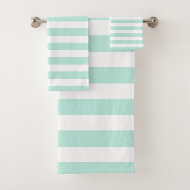 Seafood green & White Striped Bath Towels (Insitu)