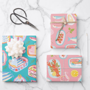 Seafood lobster sardines oysters fish wrapping pap paper sheet
