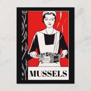 Seafood, Mussels, edit text Postcard