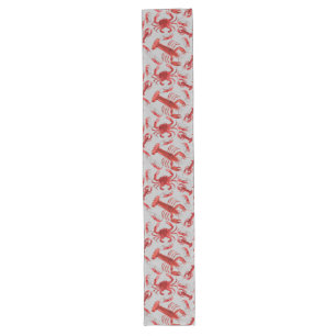 Seafood Pattern Crawfish Lobster Rustic Grey Long Table Runner