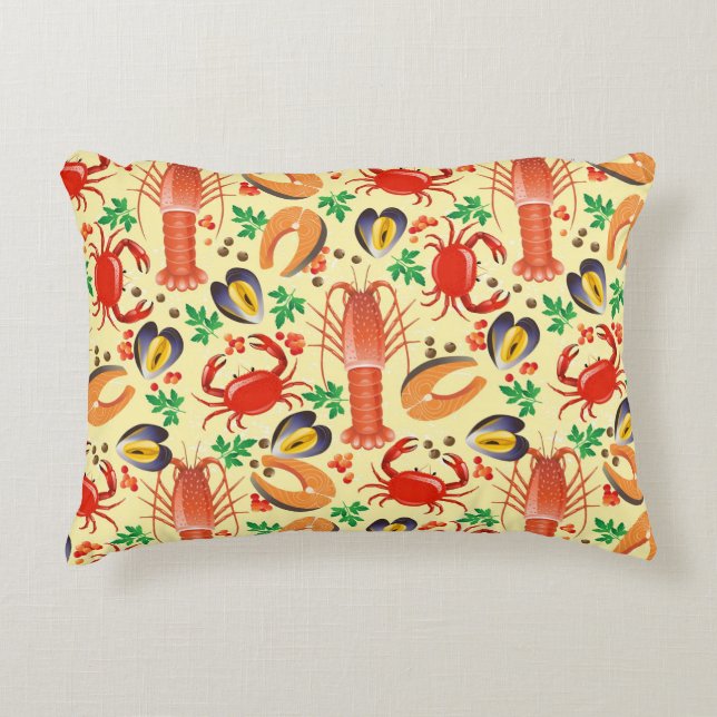 Seafood Pattern Decorative Pillow (Front)