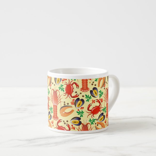 Seafood Pattern Espresso Cup (Front Right)