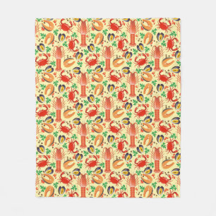 Seafood Pattern Fleece Blanket