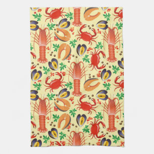 Seafood Pattern Kitchen Towel
