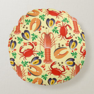 Seafood Pattern Round Pillow