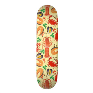 Seafood Pattern Skateboard