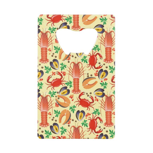 Seafood Pattern Wallet Bottle Opener (Front)