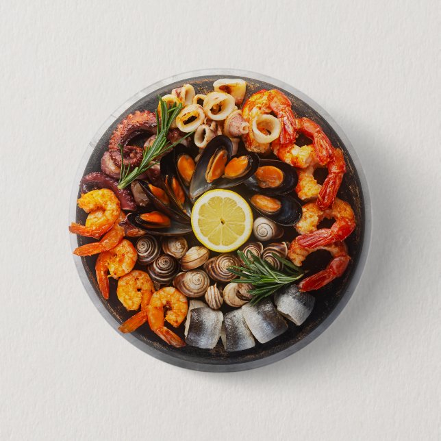 Seafood Platter 2 Inch Round Button (Front)