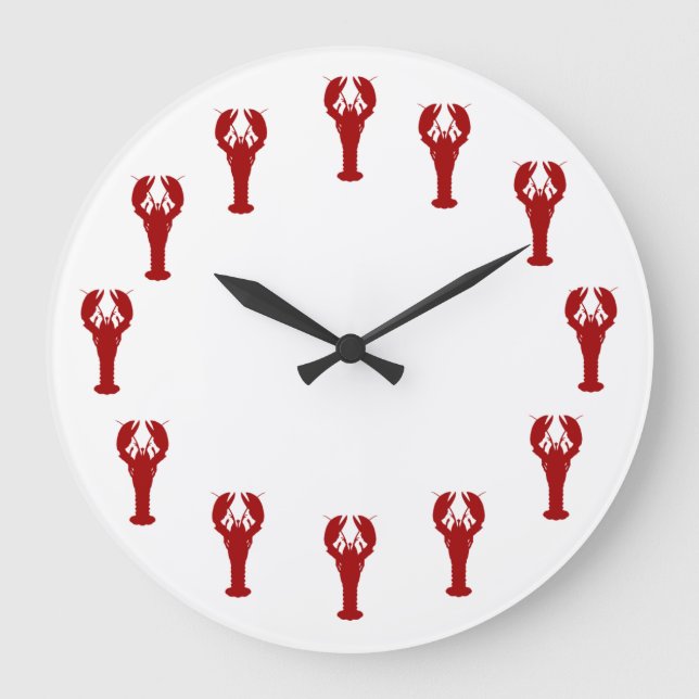 Seafood Red Lobster Wall Decor Large Clock (Front)