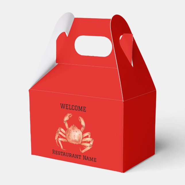 Seafood restaurant welcome red Crab Personalize Favor Box (Front Side)