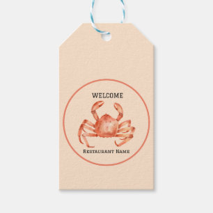 Seafood restaurant welcome red Crab Personalize Gift Tags