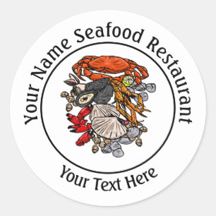 Seafood Shellfish Crab Restaurant Logo Custom 3" Classic Round Sticker