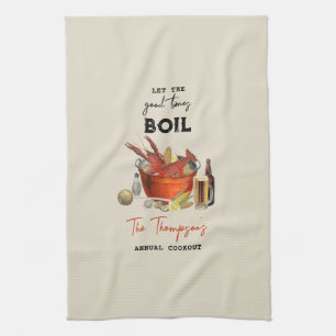 Seafood Summer Annual Crawfish Boil Party Kitchen Towel